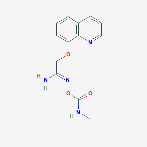 molecular formula C14H16N4O3 B12878928 N-((Ethylcarbamoyl)oxy)-2-(quinolin-8-yloxy)acetimidamide 