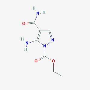 molecular formula C7H10N4O3 B12878949 ethyl 5-amino-4-carbamoyl-1H-pyrazole-1-carboxylate 
