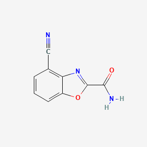 molecular formula C9H5N3O2 B12879149 4-Cyanobenzo[d]oxazole-2-carboxamide 