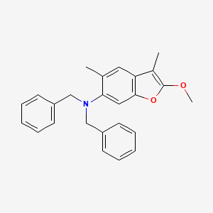 molecular formula C25H25NO2 B12879421 N,N-Dibenzyl-2-methoxy-3,5-dimethyl-1-benzofuran-6-amine CAS No. 103494-32-2