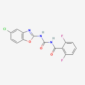 molecular formula C15H8ClF2N3O3 B12879437 N-[(5-chloro-1,3-benzoxazol-2-yl)carbamoyl]-2,6-difluorobenzamide CAS No. 64862-31-3