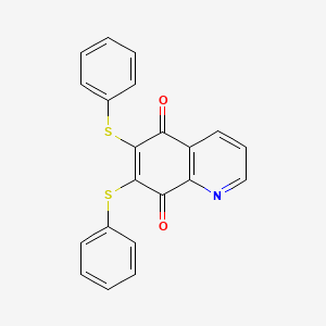 molecular formula C21H13NO2S2 B12879617 5,8-Quinolinedione, 6,7-bis(phenylthio)- CAS No. 102183-15-3