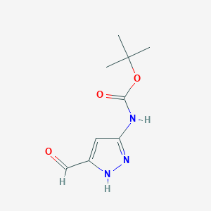 molecular formula C9H13N3O3 B12879849 tert-Butyl (5-formyl-1H-pyrazol-3-yl)carbamate 