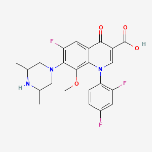 molecular formula C23H22F3N3O4 B12879916 1-(2,4-Difluorophenyl)-7-(3,5-dimethylpiperazin-1-yl)-6-fluoro-8-methoxy-4-oxo-1,4-dihydroquinoline-3-carboxylic acid CAS No. 182869-17-6