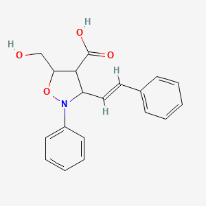 molecular formula C19H19NO4 B12879945 5-(Hydroxymethyl)-2-phenyl-3-styrylisoxazolidine-4-carboxylic acid 