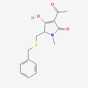 molecular formula C15H17NO3S B12879957 3-Acetyl-5-[(benzylsulfanyl)methyl]-4-hydroxy-1-methyl-1,5-dihydro-2H-pyrrol-2-one CAS No. 735-18-2