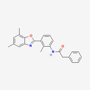 molecular formula C24H22N2O2 B12880051 N-[3-(5,7-dimethyl-1,3-benzoxazol-2-yl)-2-methylphenyl]-2-phenylacetamide CAS No. 590395-89-4