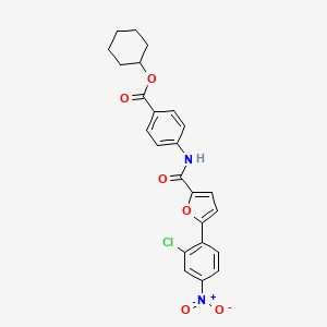 molecular formula C24H21ClN2O6 B12880285 Cyclohexyl 4-[[5-(2-chloro-4-nitro-phenyl)furan-2-carbonyl]amino]benzoate CAS No. 7061-86-1