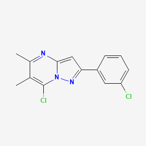 molecular formula C14H11Cl2N3 B1288060 7-Chloro-2-(3-chlorophenyl)-5,6-dimethylpyrazolo[1,5-a]pyrimidine CAS No. 889939-43-9