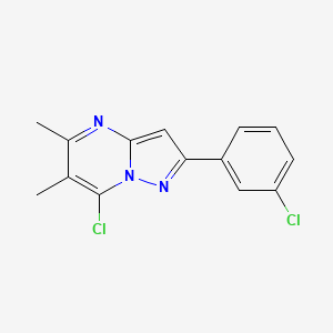 molecular formula C14H11Cl2N3 B1288060 7-Chloro-2-(3-chloro-phenyl)-5,6-dimethyl-pyrazolo[1,5-a]pyrimidine CAS No. 889939-43-9