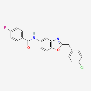 molecular formula C21H14ClFN2O2 B12880743 N-[2-[(4-chlorophenyl)methyl]-1,3-benzoxazol-5-yl]-4-fluorobenzamide CAS No. 785836-70-6