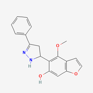 molecular formula C18H16N2O3 B12880767 4-Methoxy-5-(3-phenyl-4,5-dihydro-1H-pyrazol-5-yl)-1-benzofuran-6-ol CAS No. 61340-41-8