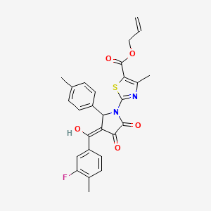 molecular formula C27H23FN2O5S B12880769 Allyl 2-(3-(3-fluoro-4-methylbenzoyl)-4-hydroxy-5-oxo-2-(p-tolyl)-2,5-dihydro-1H-pyrrol-1-yl)-4-methylthiazole-5-carboxylate CAS No. 618072-67-6