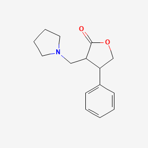 molecular formula C15H19NO2 B12880794 Dihydro-4-phenyl-3-(1-pyrrolidinylmethyl)-2(3H)-furanone CAS No. 99518-94-2