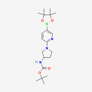 molecular formula C20H32BN3O4 B12880976 tert-Butyl (1-(5-(4,4,5,5-tetramethyl-1,3,2-dioxaborolan-2-yl)pyridin-2-yl)pyrrolidin-3-yl)carbamate 
