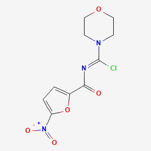 molecular formula C10H10ClN3O5 B12881036 N-(5-Nitrofuran-2-carbonyl)morpholine-4-carboximidoyl chloride CAS No. 90036-21-8