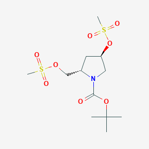 molecular formula C12H23NO8S2 B12881177 (2S,4R)-tert-Butyl 4-((methylsulfonyl)oxy)-2-(((methylsulfonyl)oxy)methyl)pyrrolidine-1-carboxylate 