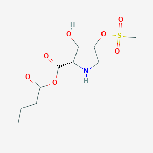 molecular formula C10H17NO7S B12881268 Butyric (2S)-3-hydroxy-4-((methylsulfonyl)oxy)pyrrolidine-2-carboxylic anhydride 