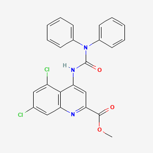 molecular formula C24H17Cl2N3O3 B12881377 Methyl 5,7-dichloro-4-(3,3-diphenylureido)quinoline-2-carboxylate 