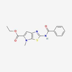 molecular formula C16H15N3O3S B12881645 Ethyl 2-(benzoylamino)-4-methyl-4H-pyrrolo(3,2-d)(1,3)thiazole-5-carboxylate CAS No. 72083-45-5