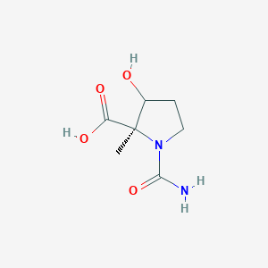 molecular formula C7H12N2O4 B12881832 (2R)-1-Carbamoyl-3-hydroxy-2-methylpyrrolidine-2-carboxylic acid 