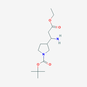 molecular formula C14H26N2O4 B12881902 Tert-butyl 3-(1-amino-3-ethoxy-3-oxopropyl)pyrrolidine-1-carboxylate 