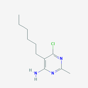 molecular formula C11H18ClN3 B012882 Pyrimidine, 4-amino-6-chloro-5-hexyl-2-methyl- CAS No. 102207-69-2