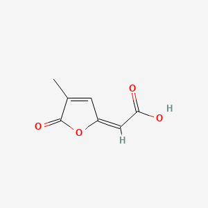 molecular formula C7H6O4 B12882000 Acetic acid, 2-(4-methyl-5-oxo-2(5H)-furanylidene)- CAS No. 31934-89-1