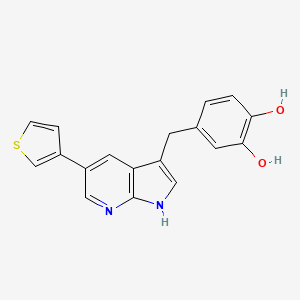 molecular formula C18H14N2O2S B12882020 1,2-Benzenediol, 4-[[5-(3-thienyl)-1H-pyrrolo[2,3-b]pyridin-3-yl]methyl]- CAS No. 858117-52-9