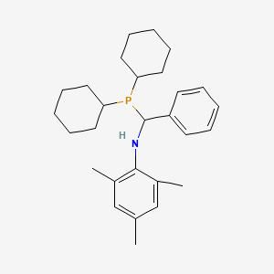 molecular formula C28H40NP B12882071 N-((Dicyclohexylphosphino)(phenyl)methyl)-2,4,6-trimethylaniline 