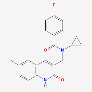 molecular formula C21H19FN2O2 B12882223 N-Cyclopropyl-4-fluoro-N-((6-methyl-2-oxo-1,2-dihydroquinolin-3-yl)methyl)benzamide CAS No. 606095-19-6