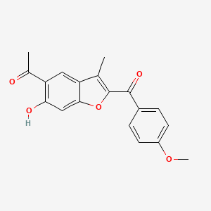 molecular formula C19H16O5 B12882288 1-[6-Hydroxy-2-(4-methoxybenzoyl)-3-methyl-1-benzofuran-5-yl]ethan-1-one CAS No. 106206-63-7