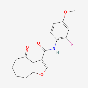 molecular formula C17H16FNO4 B12882401 N-(2-Fluoro-4-methoxyphenyl)-4-oxo-5,6,7,8-tetrahydro-4H-cyclohepta[b]furan-3-carboxamide CAS No. 225240-81-3
