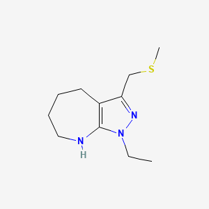 molecular formula C11H19N3S B12882544 1-Ethyl-3-((methylthio)methyl)-1,4,5,6,7,8-hexahydropyrazolo[3,4-b]azepine 