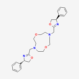 molecular formula C28H36N4O4 B12882578 rel-4-(((R)-4-Phenyl-4,5-dihydrooxazol-2-yl)methyl)-10-(((S)-4-phenyl-4,5-dihydrooxazol-2-yl)methyl)-1,7-dioxa-4,10-diazacyclododecane 