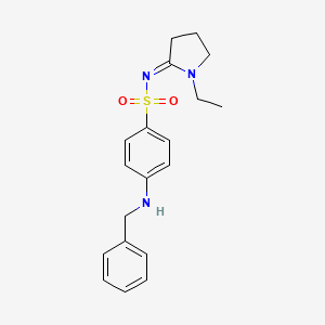 molecular formula C19H23N3O2S B12882612 N-(1-Ethyl-2-pyrrolidinylidene)-4-((phenylmethyl)amino)benzenesulfonamide CAS No. 126826-53-7