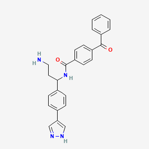 molecular formula C26H24N4O2 B12882702 N-{3-Amino-1-[4-(1H-pyrazol-4-yl)phenyl]propyl}-4-benzoylbenzamide CAS No. 917924-85-7