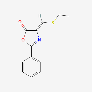 molecular formula C12H11NO2S B12882863 (4Z)-4-(ethylsulfanylmethylidene)-2-phenyl-1,3-oxazol-5-one 