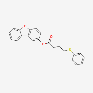 molecular formula C22H18O3S B12883003 Dibenzofuran-2-yl 4-phenylsulfanylbutanoate CAS No. 5617-40-3