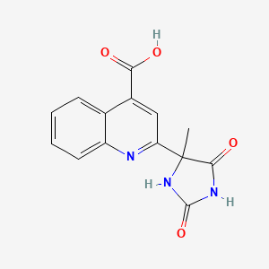molecular formula C14H11N3O4 B12883103 2-(4-Methyl-2,5-dioxoimidazolidin-4-yl)quinoline-4-carboxylic acid CAS No. 66326-00-9