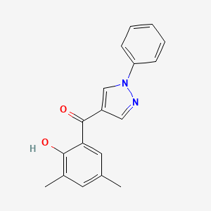 molecular formula C18H16N2O2 B12883107 (2-Hydroxy-3,5-dimethylphenyl)(1-phenyl-1H-pyrazol-4-YL)methanone CAS No. 93065-68-0