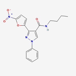 molecular formula C18H18N4O4 B12883206 N-Butyl-3-(5-nitrofuran-2-yl)-1-phenyl-1H-pyrazole-4-carboxamide CAS No. 61621-05-4