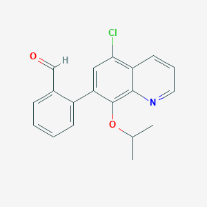 molecular formula C19H16ClNO2 B12883229 2-{5-Chloro-8-[(propan-2-yl)oxy]quinolin-7-yl}benzaldehyde CAS No. 648897-06-7