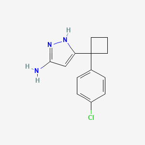 molecular formula C13H14ClN3 B12883244 5-[1-(4-Chlorophenyl)cyclobutyl]-1H-pyrazol-3-amine CAS No. 485827-21-2