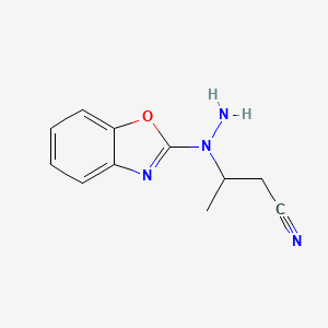 molecular formula C11H12N4O B12883278 3-[1-(1,3-Benzoxazol-2-yl)hydrazinyl]butanenitrile CAS No. 86691-37-4