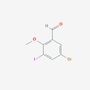 molecular formula C8H6BrIO2 B1288343 5-Bromo-3-iodo-2-methoxybenzaldehyde CAS No. 832674-07-4