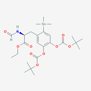 molecular formula C25H39NO9Sn B128835 N-Formyl-3,4-di-t-butoxycarbonyloxy-6-(trimethylstannyl)-L-phenylalanine ethyl ester CAS No. 143993-90-2