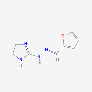molecular formula C8H10N4O B12883589 Furan-2-carboxaldehyde, (2-imidazolin-2-yl)hydrazone 