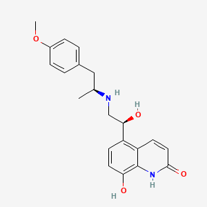 molecular formula C21H24N2O4 B12883615 rel-8-Hydroxy-5-((S)-1-hydroxy-2-(((S)-1-(4-methoxyphenyl)propan-2-yl)amino)ethyl)quinolin-2(1H)-one 
