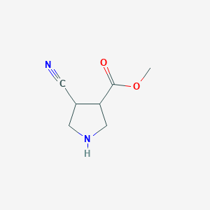 molecular formula C7H10N2O2 B12883628 Methyl 4-cyanopyrrolidine-3-carboxylate 